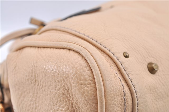 Authentic Chloe Paddington Leather Shoulder Hand Bag Beige Ivory H9512