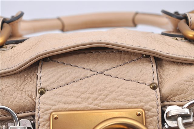 Authentic Chloe Paddington Leather Shoulder Hand Bag Beige Ivory H9512