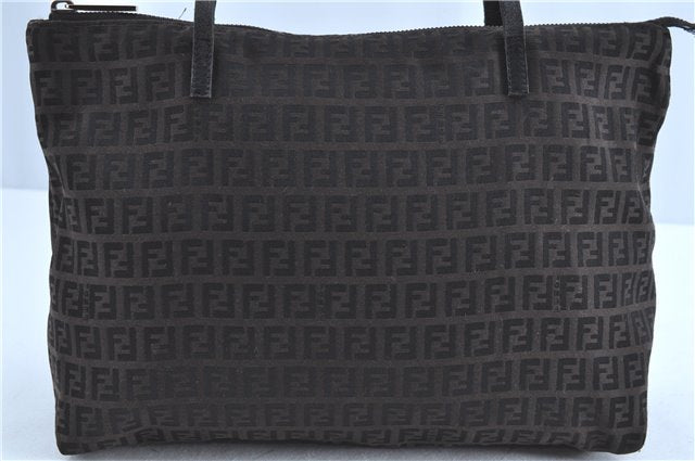 Authentic FENDI Zucchino Shoulder Tote Bag Canvas Leather Brown H9513