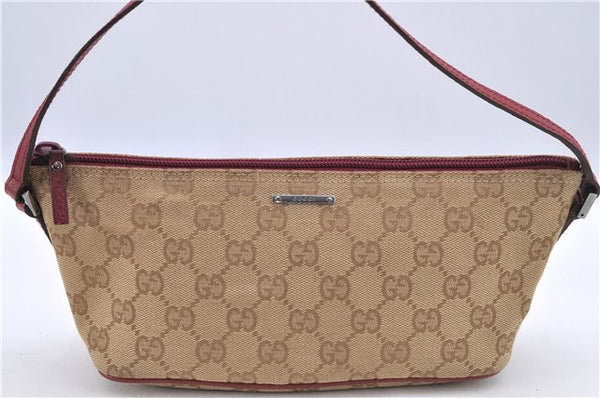 Authentic GUCCI Hand Bag Pouch Purse GG Canvas Leather 07198 Beige Pink H9514