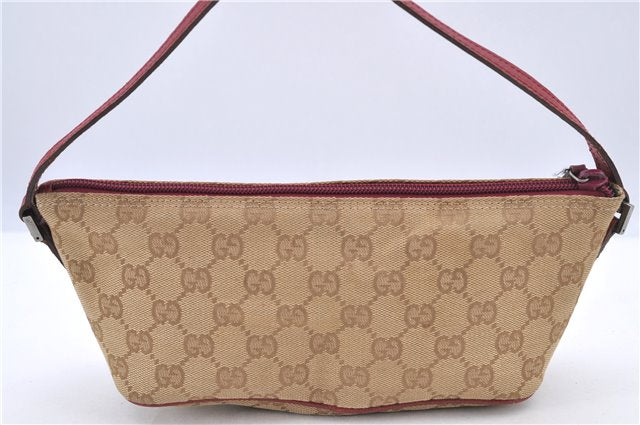 Authentic GUCCI Hand Bag Pouch Purse GG Canvas Leather 07198 Beige Pink H9514