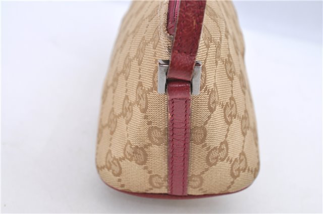 Authentic GUCCI Hand Bag Pouch Purse GG Canvas Leather 07198 Beige Pink H9514