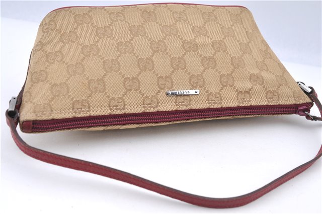 Authentic GUCCI Hand Bag Pouch Purse GG Canvas Leather 07198 Beige Pink H9514