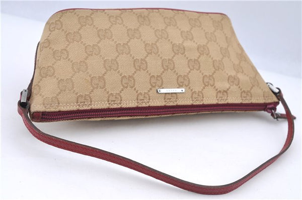 Authentic GUCCI Hand Bag Pouch Purse GG Canvas Leather 07198 Beige Pink H9514