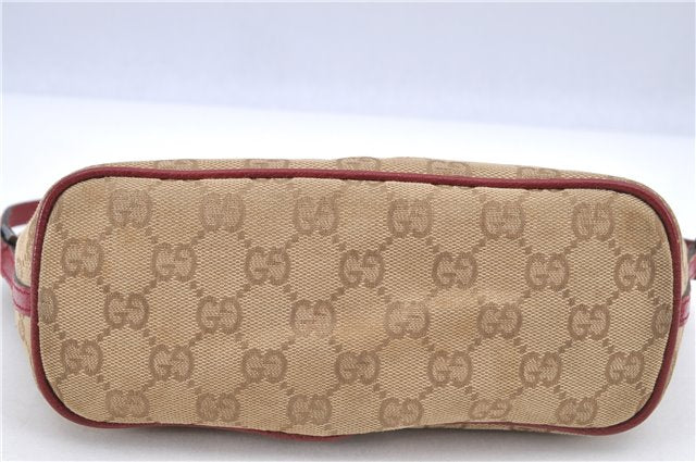 Authentic GUCCI Hand Bag Pouch Purse GG Canvas Leather 07198 Beige Pink H9514