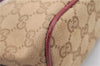 Authentic GUCCI Hand Bag Pouch Purse GG Canvas Leather 07198 Beige Pink H9514