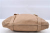 Authentic PRADA Leather Shoulder Tote Bag Beige H9521