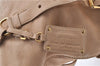 Authentic PRADA Leather Shoulder Tote Bag Beige H9521