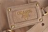 Authentic PRADA Leather Shoulder Tote Bag Beige H9521