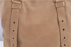 Authentic PRADA Leather Shoulder Tote Bag Beige H9521