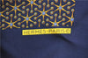 Auth HERMES Petit Carre 40 Scarf Handkerchief Star Motif Silk Navy Blue H9527