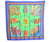 Authentic HERMES Carre 90 Scarf "CUIRS DU DESERT" Silk Blue H9528