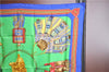 Authentic HERMES Carre 90 Scarf "CUIRS DU DESERT" Silk Blue H9528