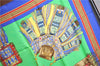 Authentic HERMES Carre 90 Scarf "CUIRS DU DESERT" Silk Blue H9528