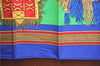 Authentic HERMES Carre 90 Scarf "CUIRS DU DESERT" Silk Blue H9528