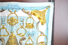 Authentic HERMES Carre 90 Scarf "ETRIERS" Silk Light Blue H9529