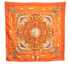 Authentic HERMES Carre 90 Scarf "RAILING" Silk Orange H9535