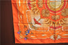 Authentic HERMES Carre 90 Scarf "RAILING" Silk Orange H9535