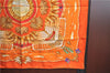 Authentic HERMES Carre 90 Scarf "RAILING" Silk Orange H9535