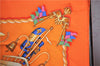 Authentic HERMES Carre 90 Scarf "RAILING" Silk Orange H9535