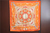 Authentic HERMES Carre 90 Scarf "RAILING" Silk Orange H9535