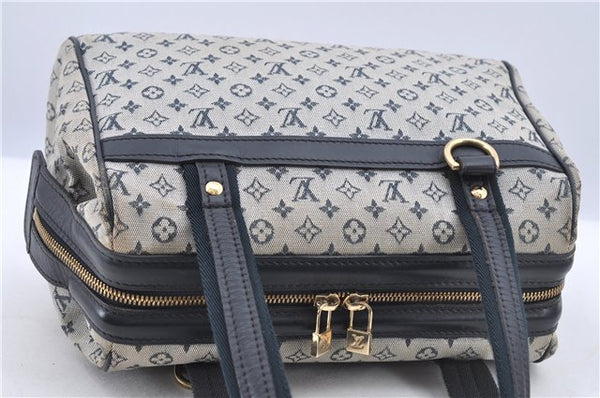 Authentic Louis Vuitton Monogram Mini Josephine PM Hand Bag Blue M92312 LV H9536