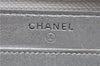 Authentic CHANEL CC Logo CoCo Mark Calf Skin Long Wallet Purse Silver H9537