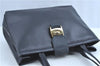 Authentic Salvatore Ferragamo Vara Leather Shoulder Tote Bag Navy Blue SF H9539