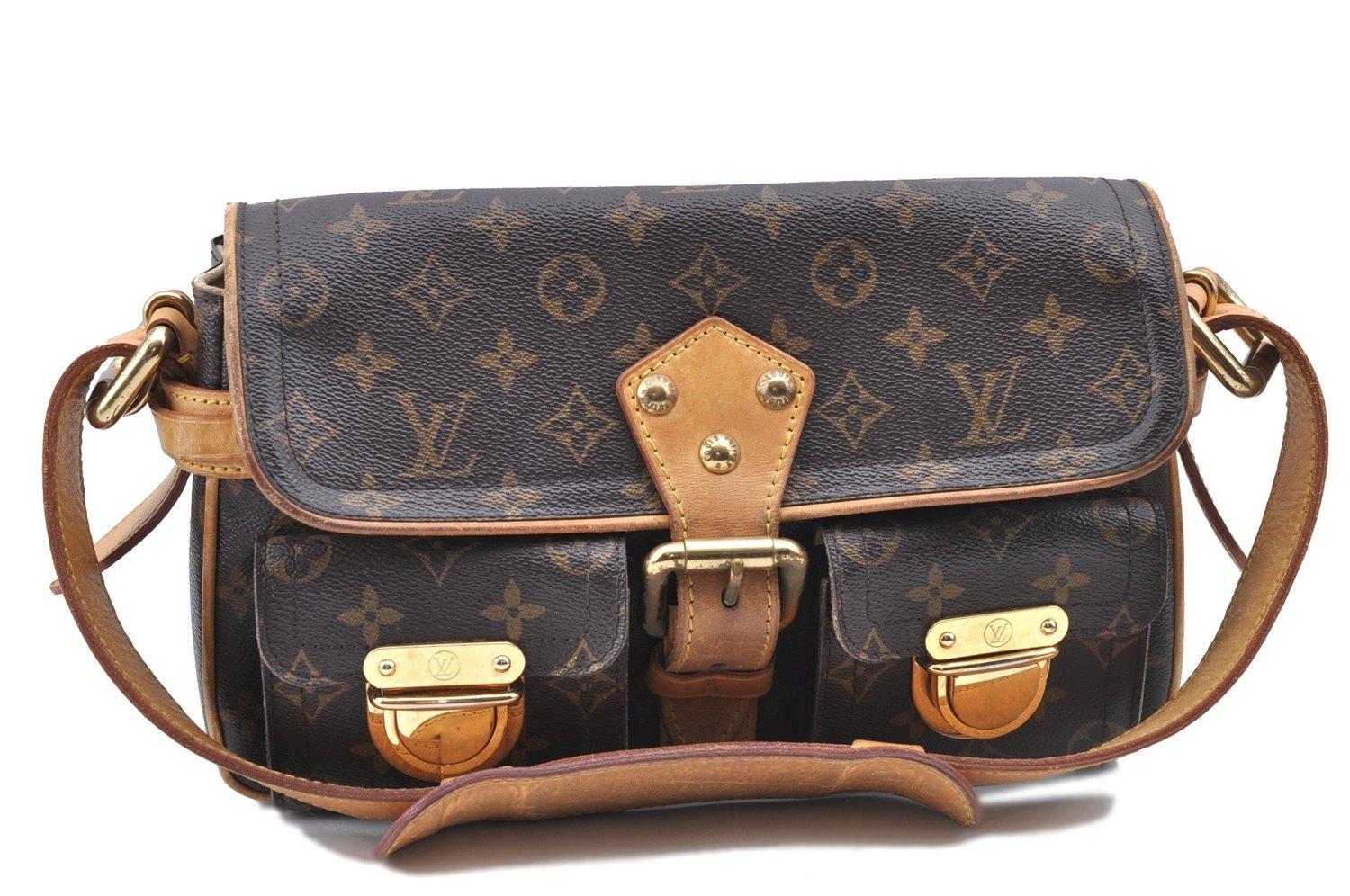 Authentic Louis Vuitton Monogram Hudson PM Shoulder Bag M40027 LV H9550