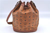 Authentic MCM Visetos Leather Vintage Shoulder Cross Body Bag Brown H9571