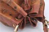 Authentic MCM Visetos Leather Vintage Shoulder Cross Body Bag Brown H9571