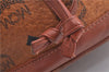 Authentic MCM Visetos Leather Vintage Shoulder Cross Body Bag Brown H9571