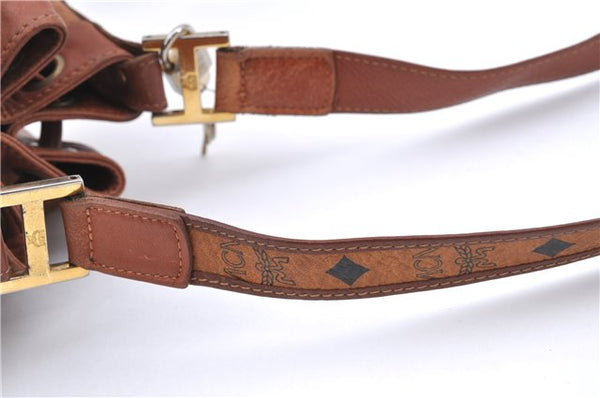 Authentic MCM Visetos Leather Vintage Shoulder Cross Body Bag Brown H9571