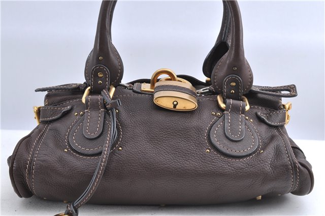 Authentic Chloe Paddington Leather Shoulder Hand Bag Purse Brown H9572