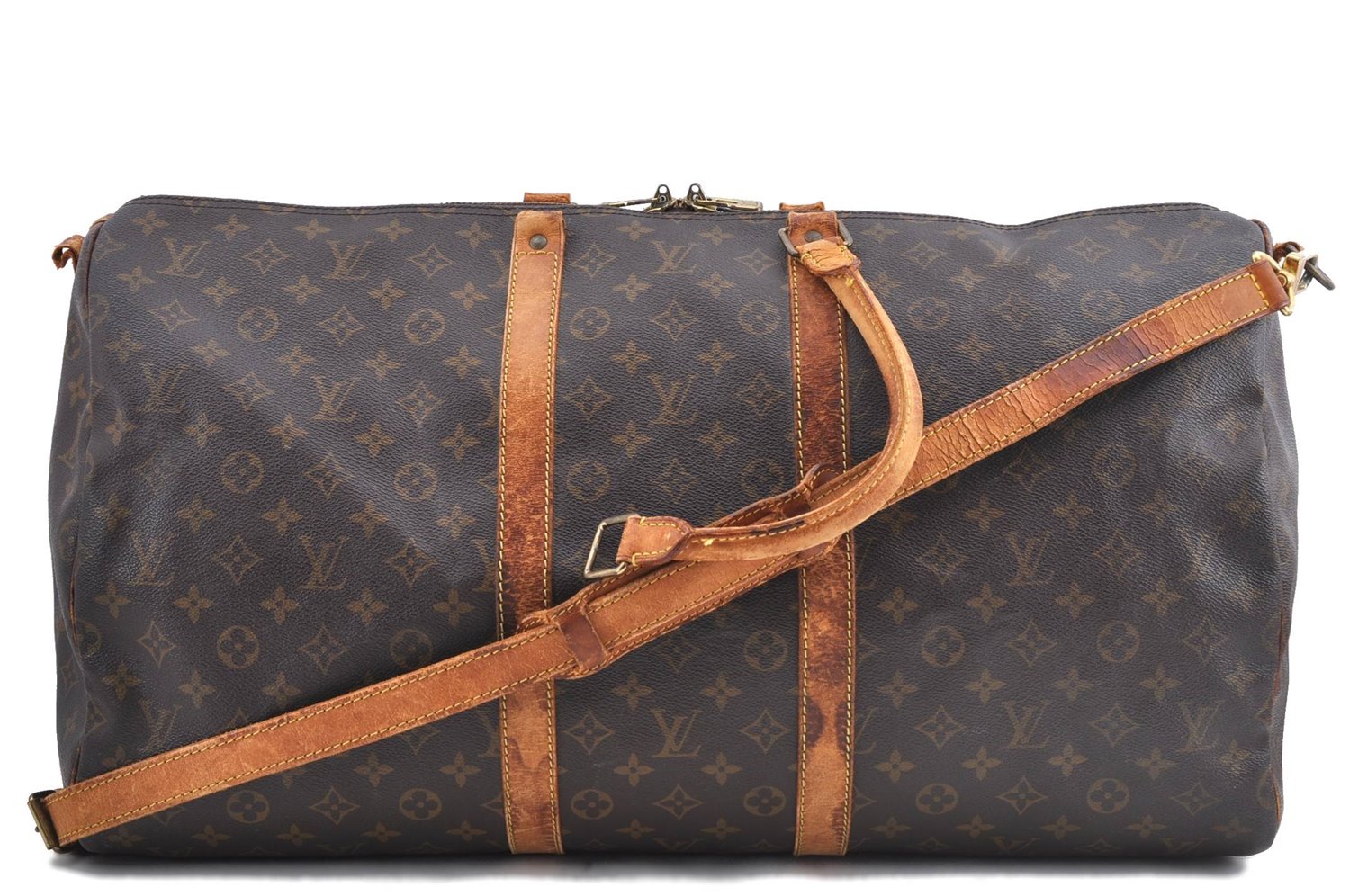 Auth Louis Vuitton Monogram Keepall Bandouliere 55 Boston Bag M41414 Junk H9592