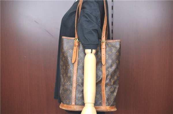 Authentic Louis Vuitton Monogram Bucket GM Shoulder Bag M42236 LV Junk H9593