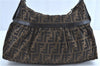 Authentic FENDI Zucca Shoulder Hand Bag Canvas Leather Brown Black H9595