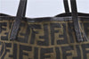 Authentic FENDI Zucca Tote Bag Nylon Leather Brown H9599