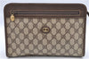 Authentic GUCCI Clutch Hand Bag Purse GG PVC Leather 0141226063 Brown H9612