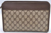 Authentic GUCCI Clutch Hand Bag Purse GG PVC Leather 0141226063 Brown H9612