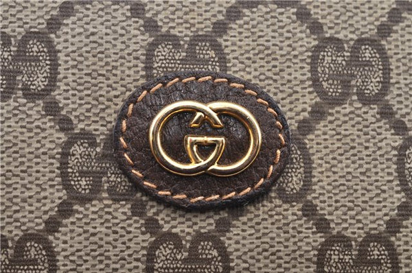 Authentic GUCCI Clutch Hand Bag Purse GG PVC Leather 0141226063 Brown H9612