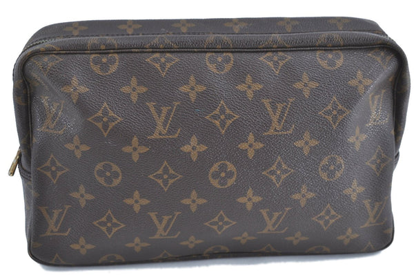 Auth Louis Vuitton Monogram Trousse Toilette 28 Clutch Hand Bag M47522 LV H9623