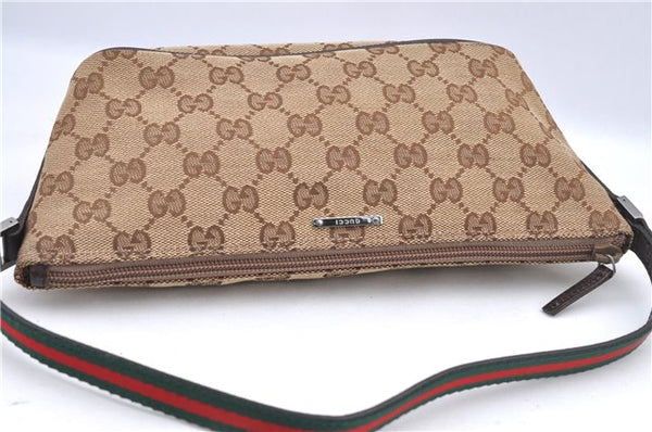 Auth GUCCI Wab Sherry Line Hand Bag Pouch GG Canvas Leather 141809 Brown H9628