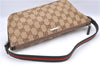 Auth GUCCI Wab Sherry Line Hand Bag Pouch GG Canvas Leather 141809 Brown H9628