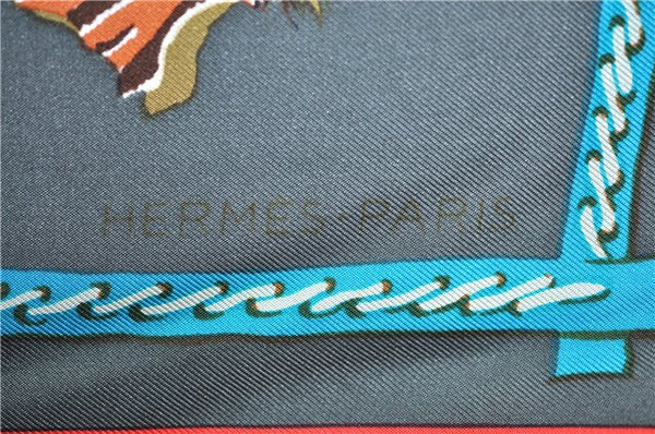 Authentic HERMES Carre 90 Scarf " LA CHASSE en Afrique" Silk Red PB H9629