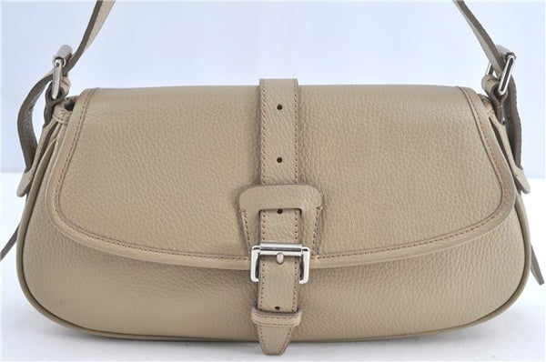 Authentic BURBERRY Vintage Leather Shoulder Hand Bag Purse Beige H9630