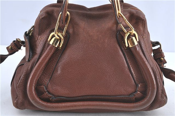 Authentic Chloe Paraty 2Way Shoulder Hand Bag Leather Brown H9634