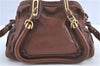 Authentic Chloe Paraty 2Way Shoulder Hand Bag Leather Brown H9634