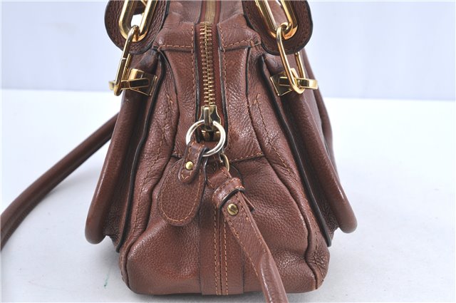 Authentic Chloe Paraty 2Way Shoulder Hand Bag Leather Brown H9634