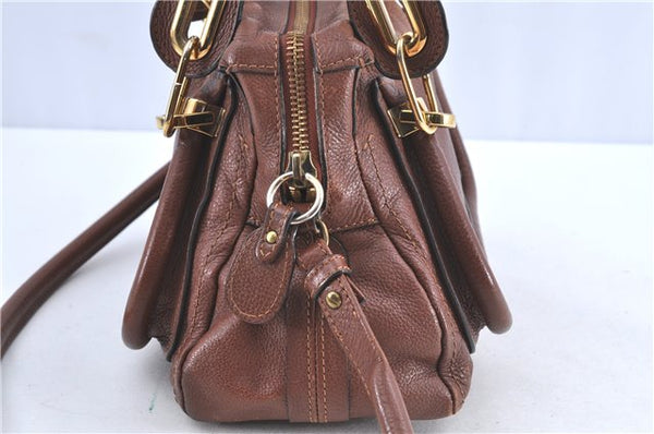 Authentic Chloe Paraty 2Way Shoulder Hand Bag Leather Brown H9634